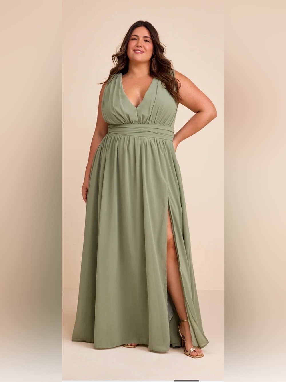 Lulus Heavenly Hues Sage Brush Maxi Dress 1X NWT